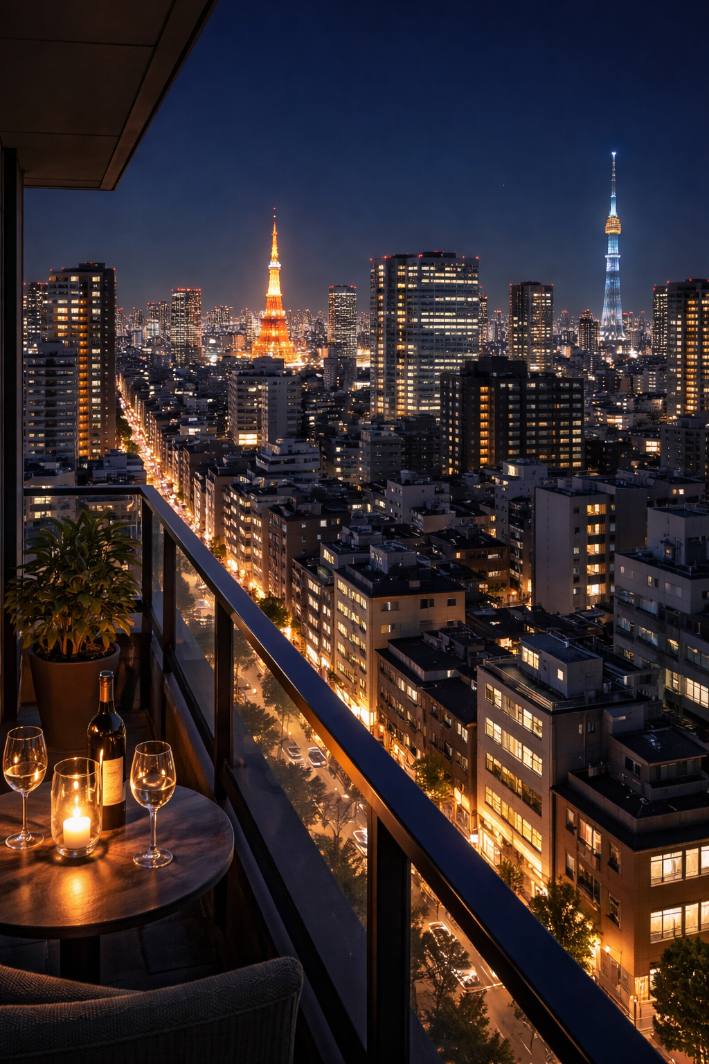 夜のマンション室内、静かな気配