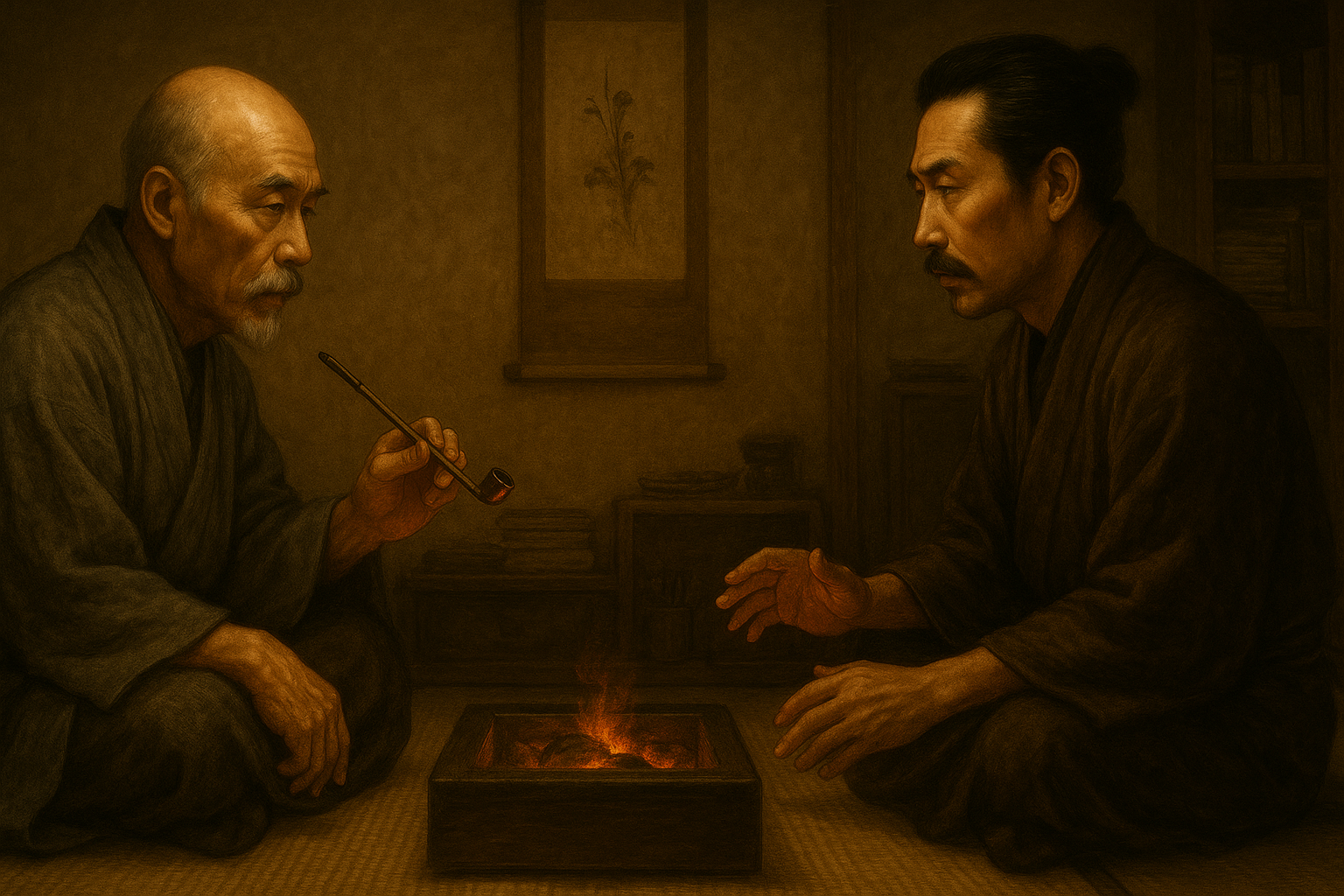 坂崎紫瀾が硯に向かうイメージ